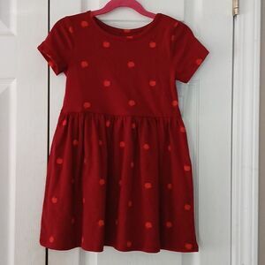 Cat & Jack burgundy dress with red apples Sz 5T NWT